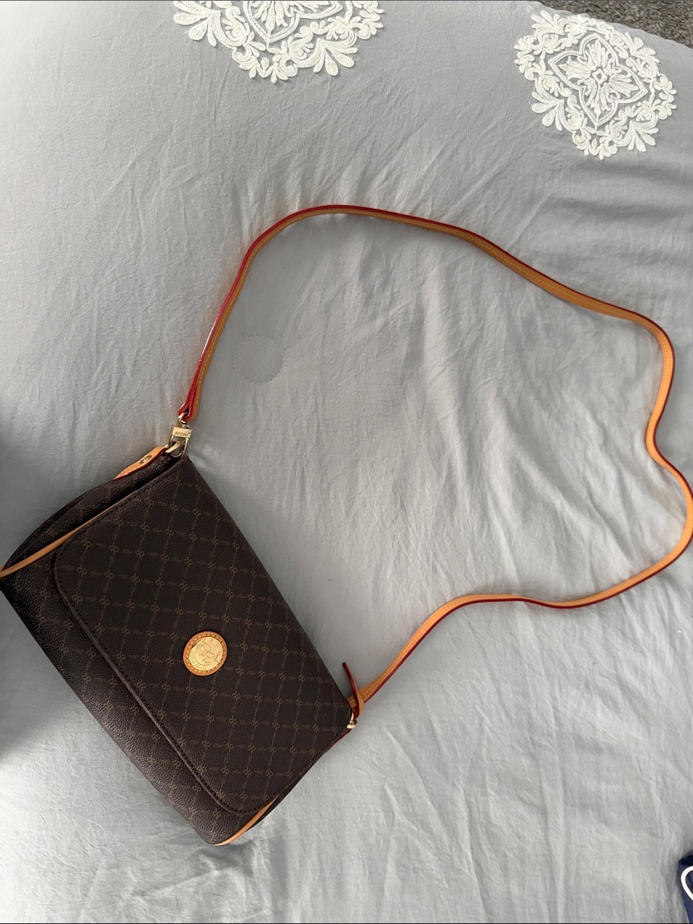 Rioni Brown Crossbody Bag with Orange Trim